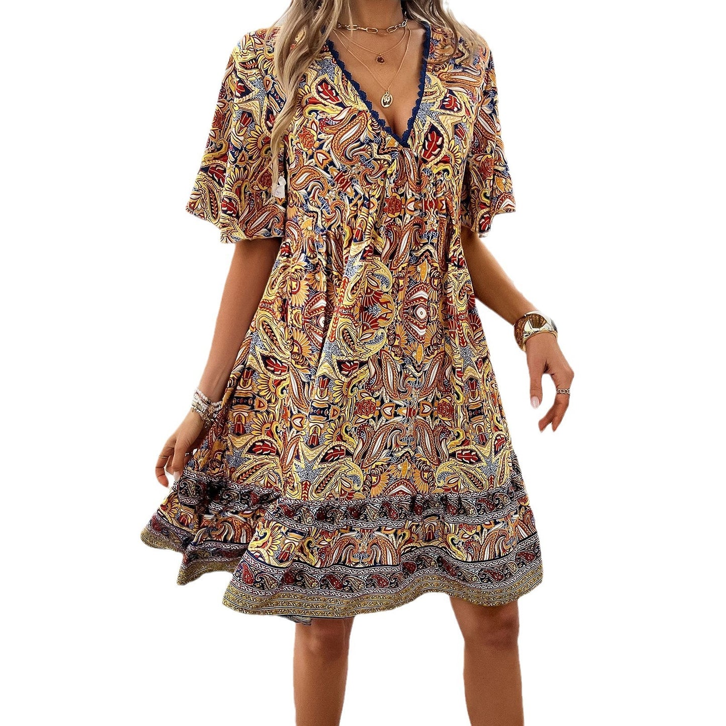 Nora - V-Neck Printed Dress