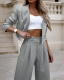 Leila - Striped Cropped Suit Set