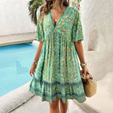 Nora - V-Neck Printed Dress