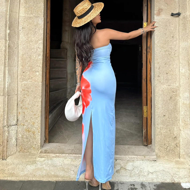 Sheena - Strapless Slit Maxi Dress