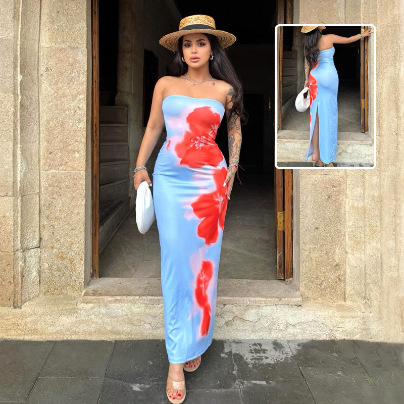 Sheena - Strapless Slit Maxi Dress