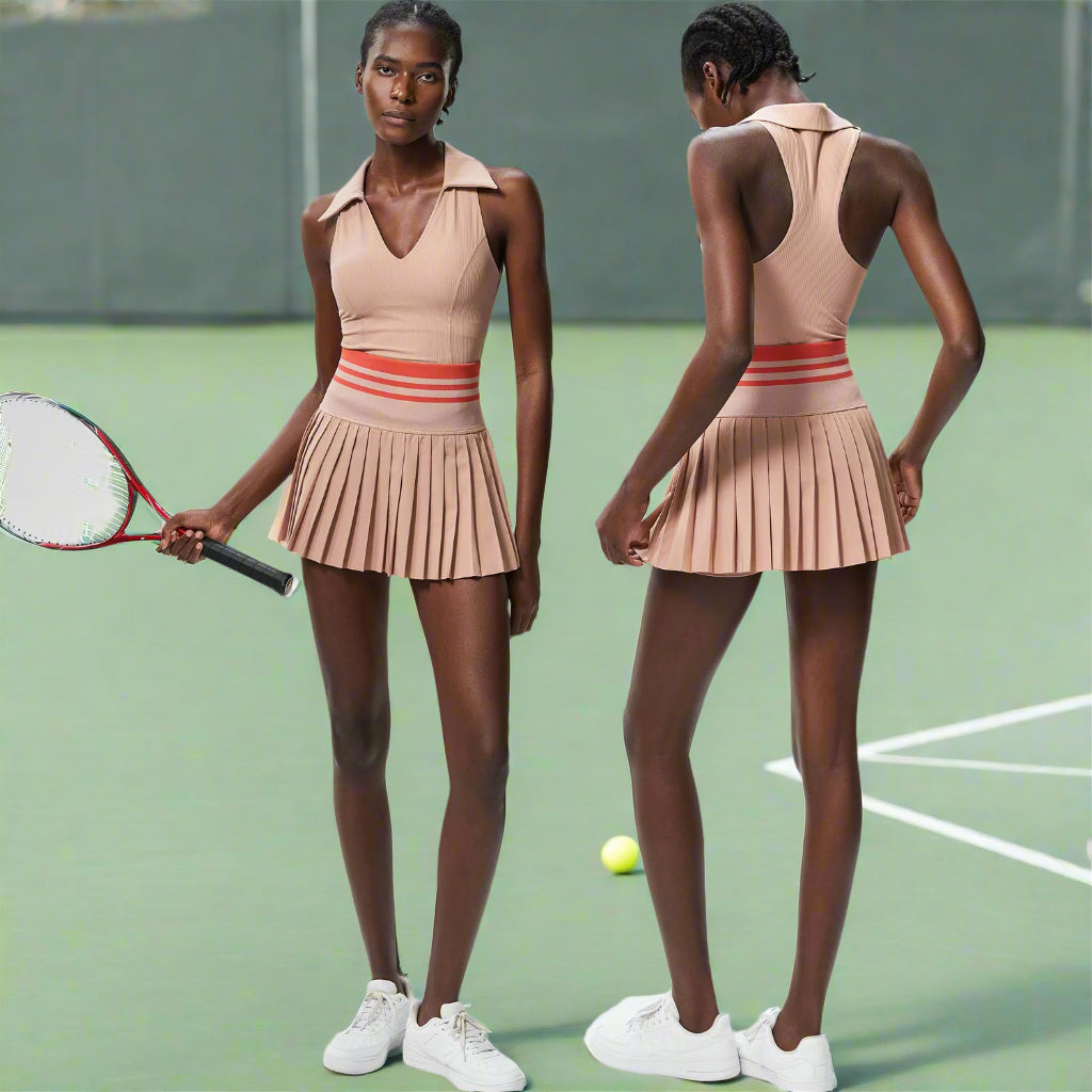 V Stand Collar Tennis Suit Suit Women's Plus Size High Waist