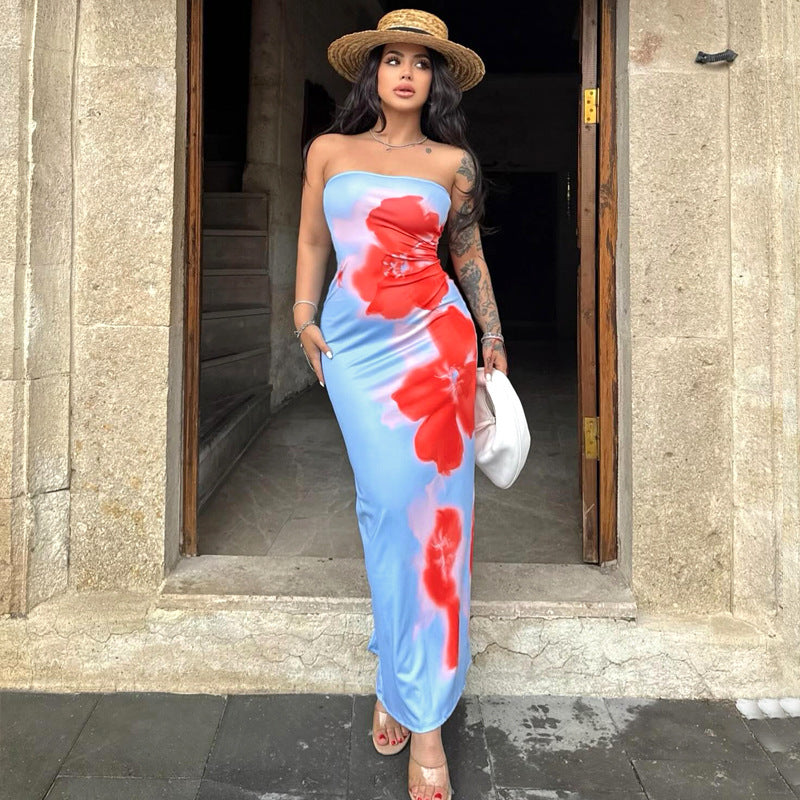 Sheena - Strapless Slit Maxi Dress