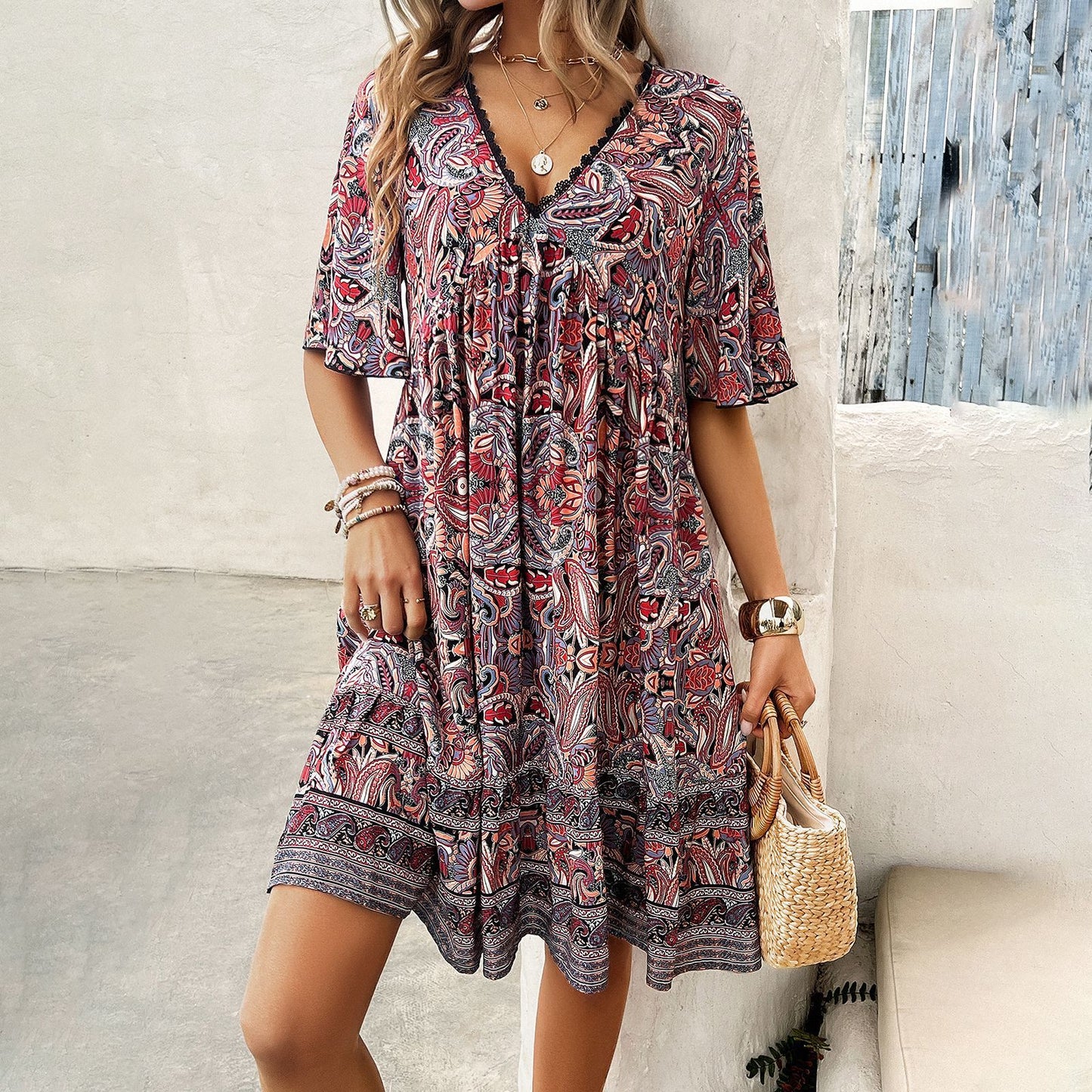 Nora - V-Neck Printed Dress