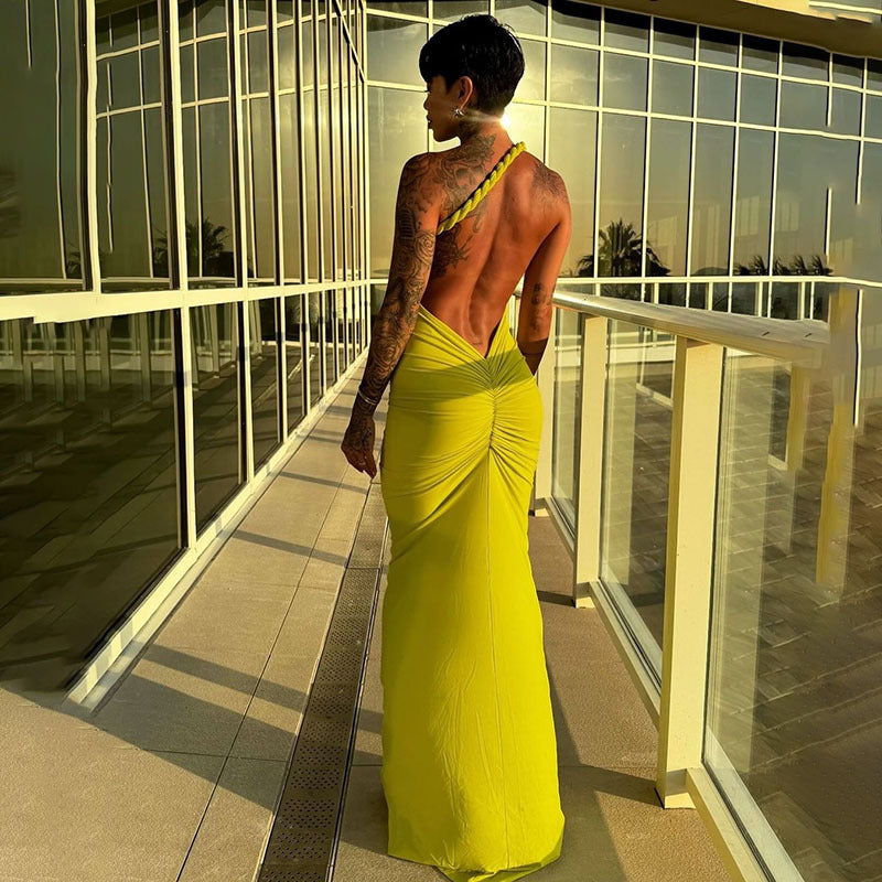 Dakota - Halter Pleating Dress