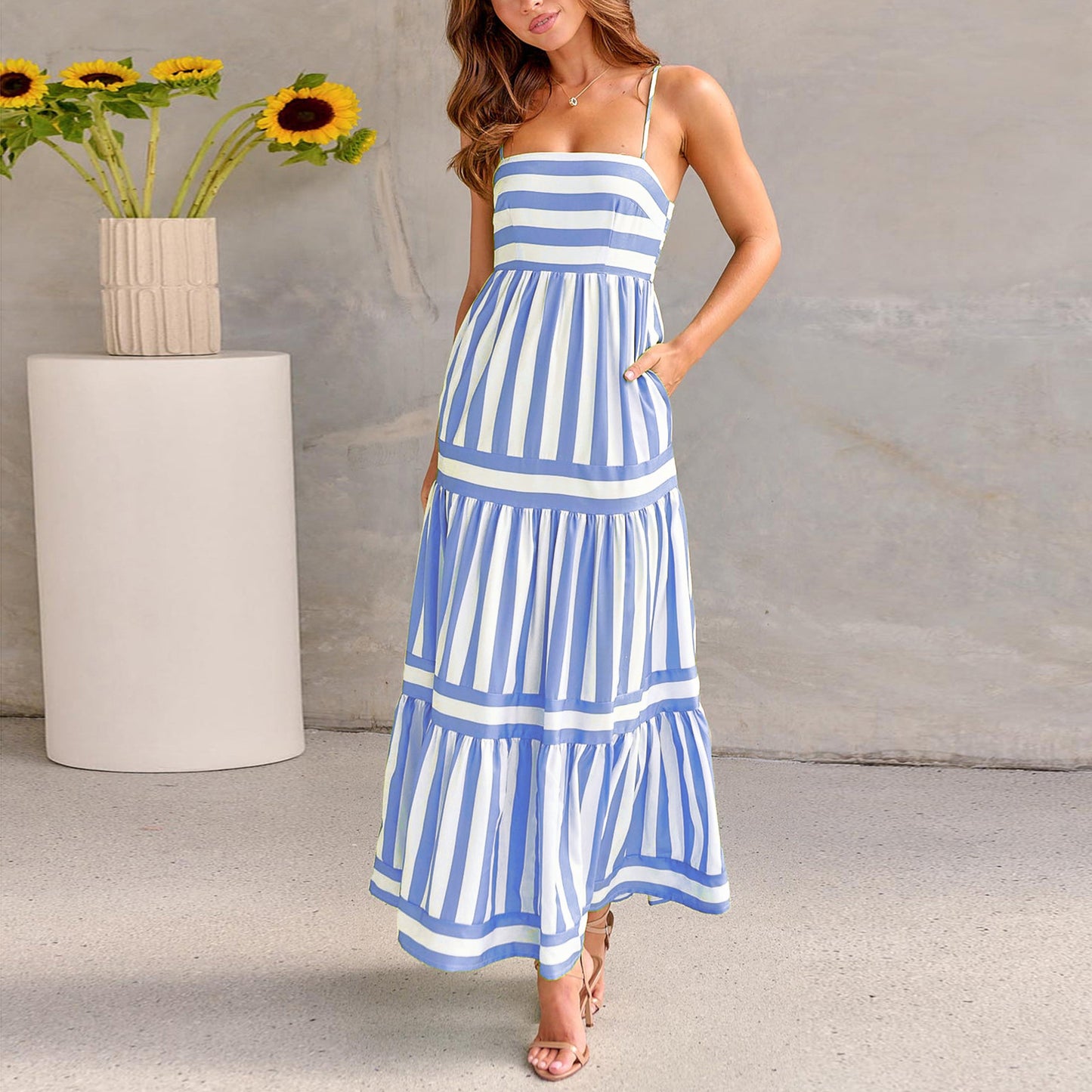 Shannon - Striped Maxi Dress with Pockets