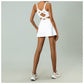 Sports Dress Female With Chest Pad High Elastic Anti-exposure Tennis Skirt