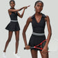 V Stand Collar Tennis Suit Suit Women's Plus Size High Waist