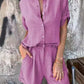 European And American Mid-sleeve Cotton Linen Lapel Shirt Outfit
