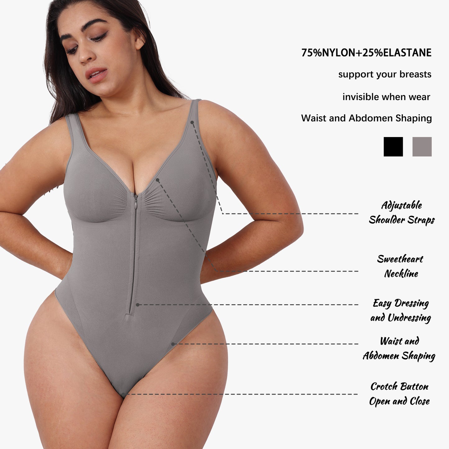 Zoya - Front Zip Slimming Bodysuit