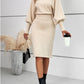 Slim Fit Long Sleeve Dress - Elegant Solid Color Pullover Dress for Women - ComfyNude