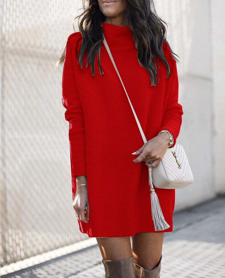 Elegant Round Neck Knitted Long-sleeved Dress – Cozy & Stylish for All Seasons - ComfyNude