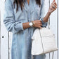 Plus Size Loose Women's Shirt Mid-length Denim Shirt