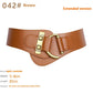 Women's Circular Buckle Leather Belt - Adjustable Two-Layer Cowhide Design - ComfyNude