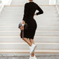 Split Button Knit Dress – Casual Chic with a Stylish Touch - ComfyNude