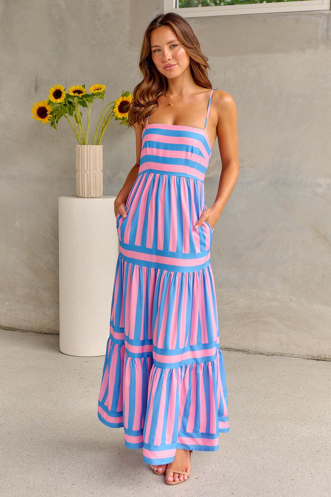 Shannon - Striped Maxi Dress with Pockets