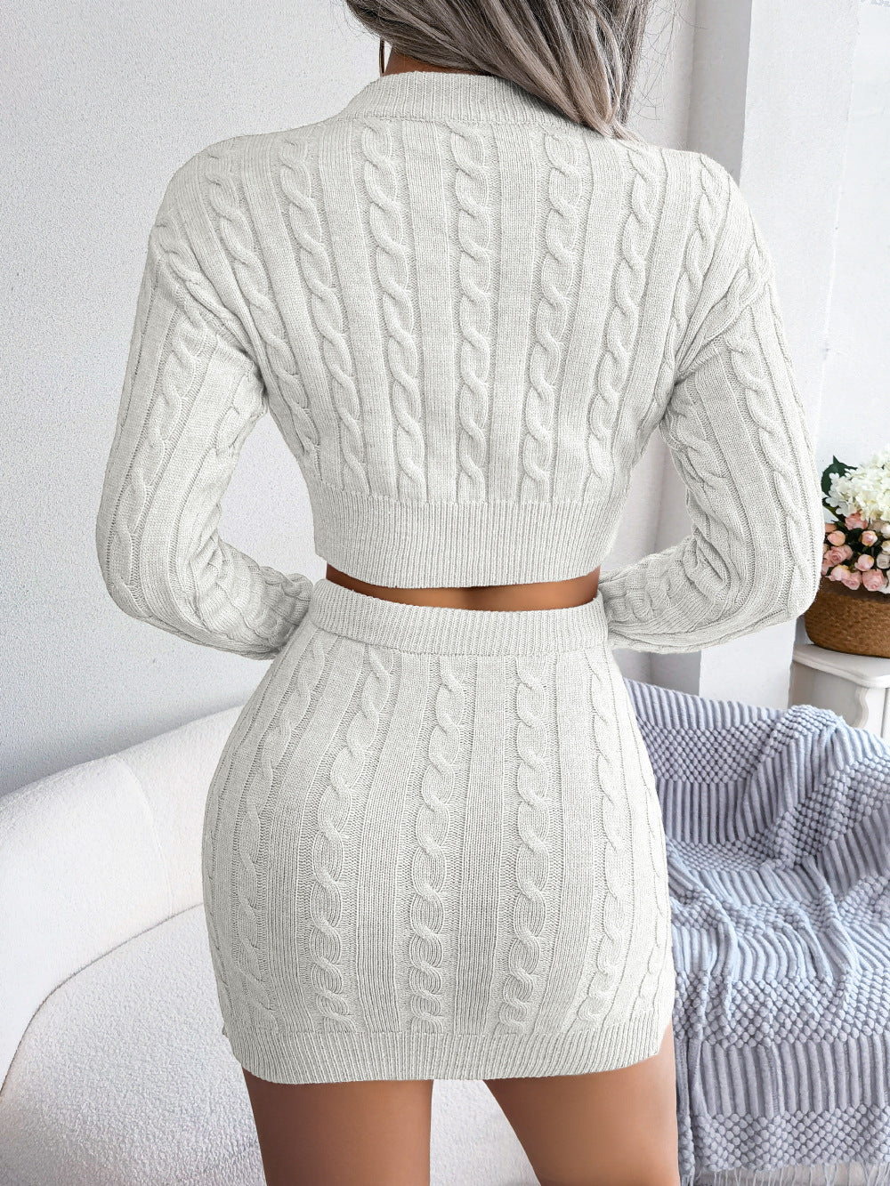 Women’s Knit Crop Set – Stylish and Comfortable Knitwear Two-Piece Outfit - ComfyNude