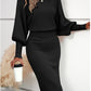 Slim Fit Long Sleeve Dress - Elegant Solid Color Pullover Dress for Women - ComfyNude