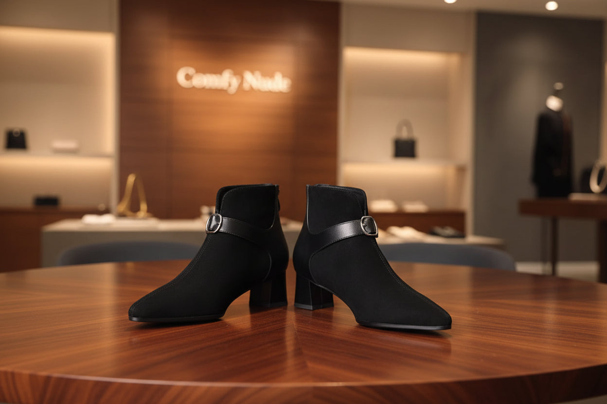 Leilani - Suede Belt-strap Boots