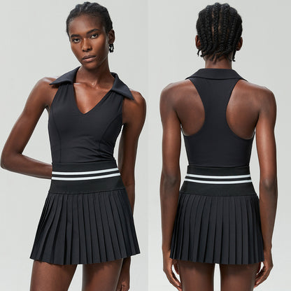 V Stand Collar Tennis Suit Suit Women's Plus Size High Waist