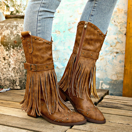 Phoebe - Retro Tassel Boots