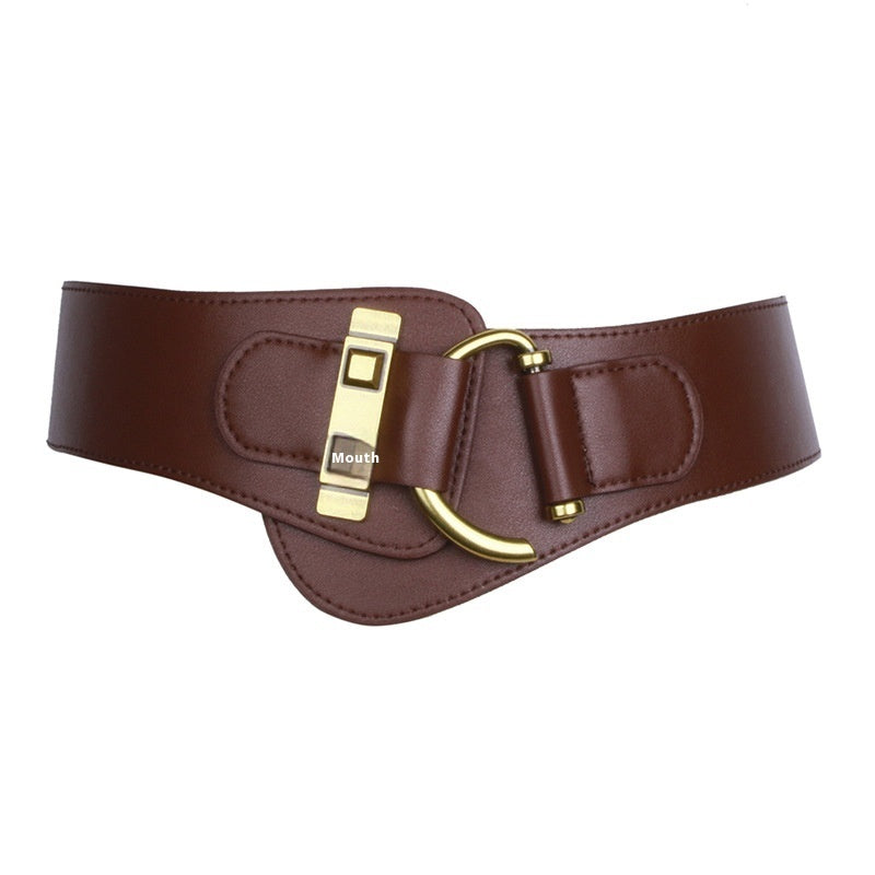 Women's Circular Buckle Leather Belt - Adjustable Two-Layer Cowhide Design - ComfyNude