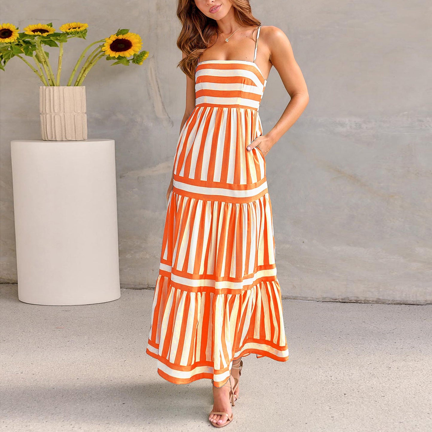 Shannon - Striped Maxi Dress with Pockets