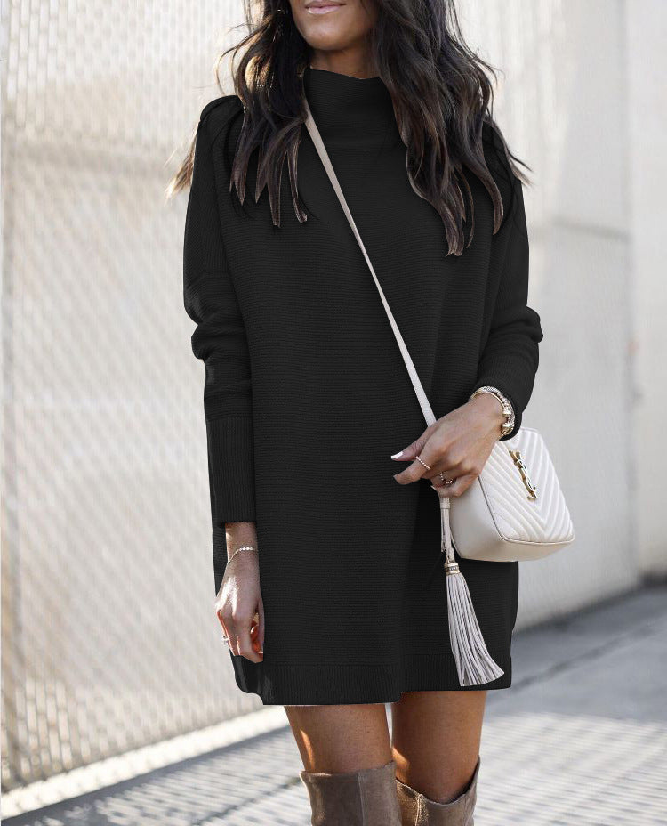 Elegant Round Neck Knitted Long-sleeved Dress – Cozy & Stylish for All Seasons - ComfyNude