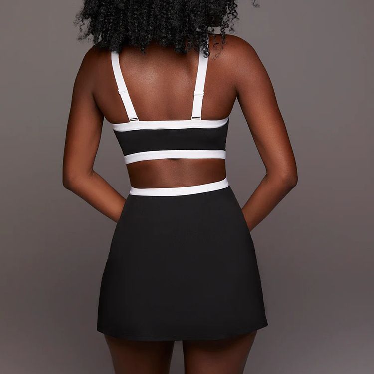 Contrast Color Minimalist Anti-exposure Women's One-piece Tennis Skirt