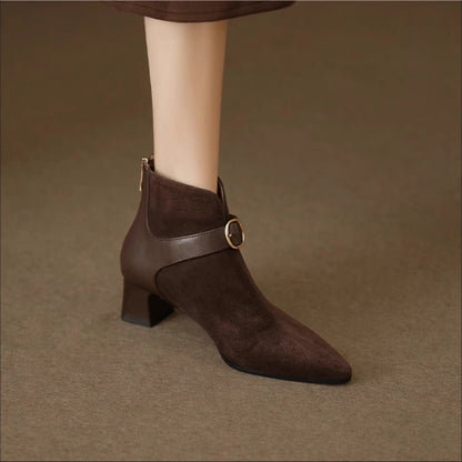 Leilani - Suede Belt-strap Boots