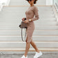 Split Button Knit Dress – Casual Chic with a Stylish Touch - ComfyNude