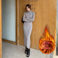 Women's Fleece-Lined Turtleneck Long Slim Dress – Cozy and Stylish Winter Dress - ComfyNude