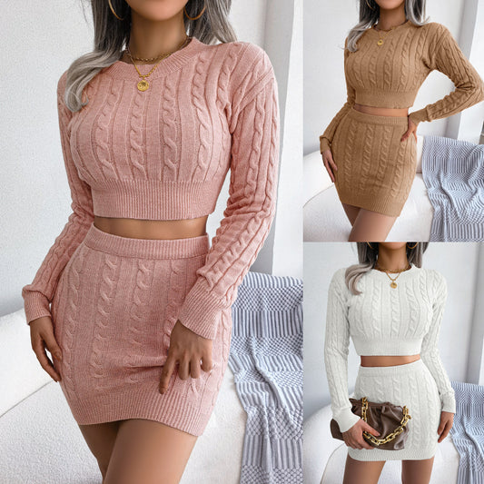 Women’s Knit Crop Set – Stylish and Comfortable Knitwear Two-Piece Outfit - ComfyNude