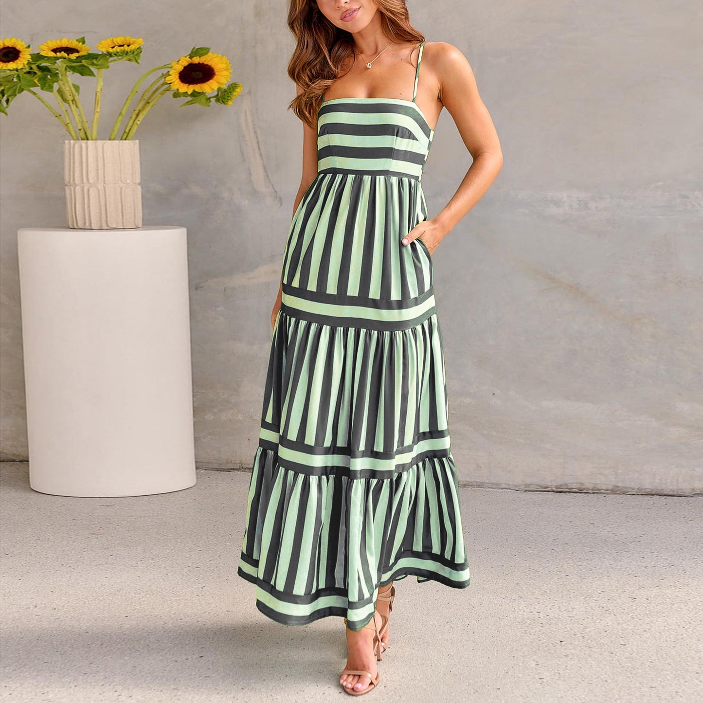 Shannon - Striped Maxi Dress with Pockets