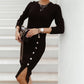 Split Button Knit Dress – Casual Chic with a Stylish Touch - ComfyNude