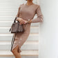 Split Button Knit Dress – Casual Chic with a Stylish Touch - ComfyNude