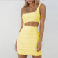 Hazel - Pleated One-Shoulder Dress