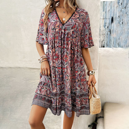 Nora - V-Neck Printed Dress