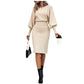 Slim Fit Long Sleeve Dress - Elegant Solid Color Pullover Dress for Women - ComfyNude