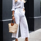 Pink Capri Pants and Loose Shirt Linen Set