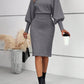 Slim Fit Long Sleeve Dress - Elegant Solid Color Pullover Dress for Women - ComfyNude